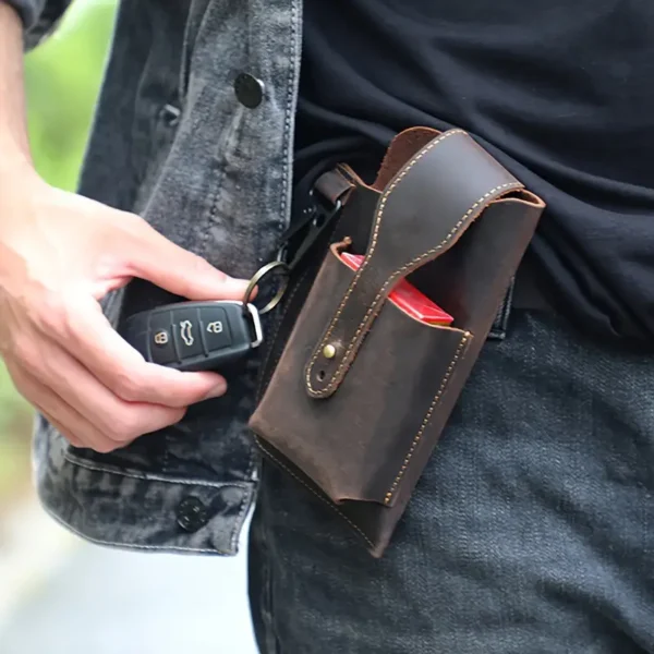 Kožené púzdro na mobil na opasok BRAN - Image 5